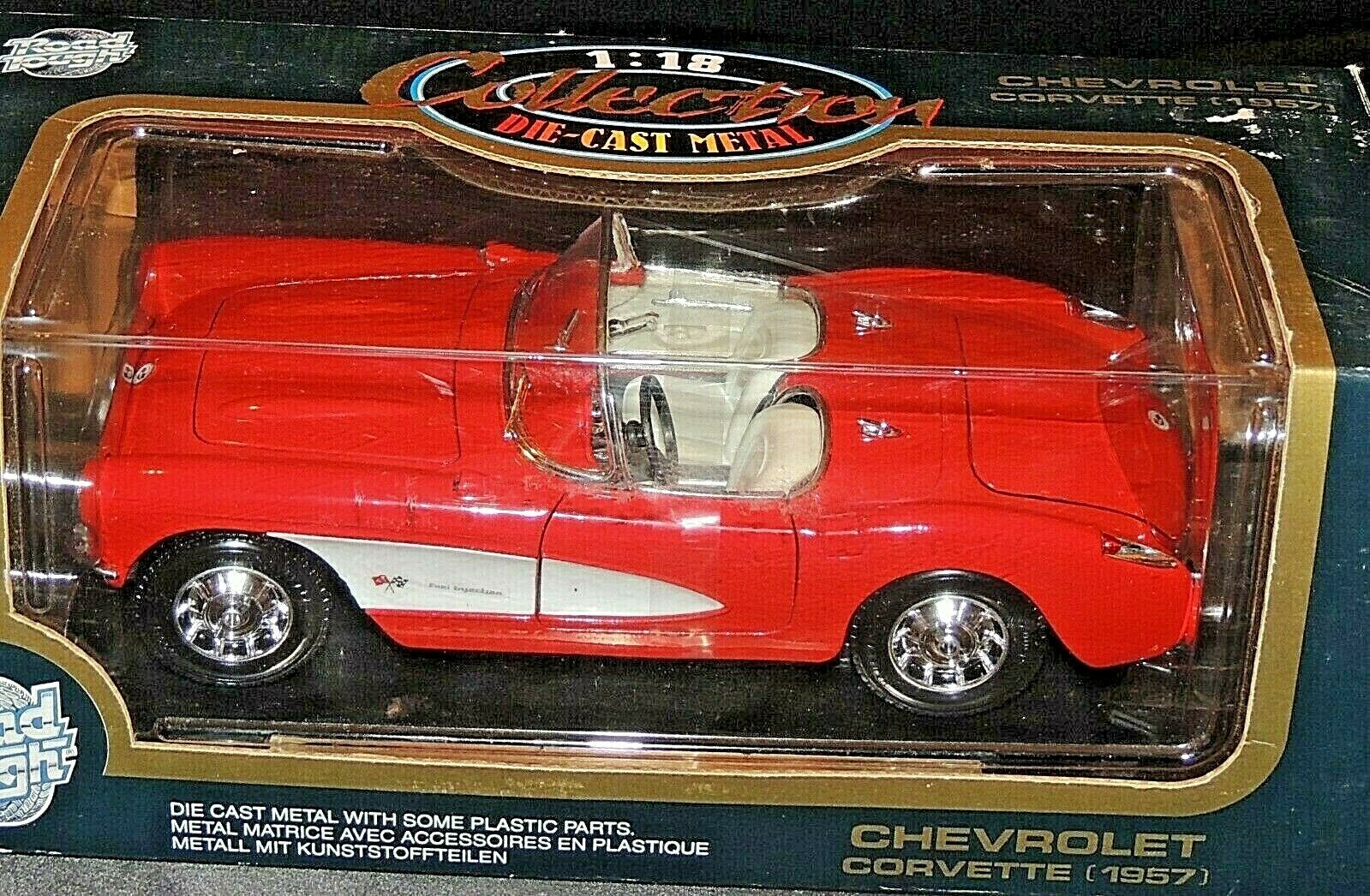 Bburago Diecast Vintage 1/24 1957 Corvette Convertible White & Red Cod —