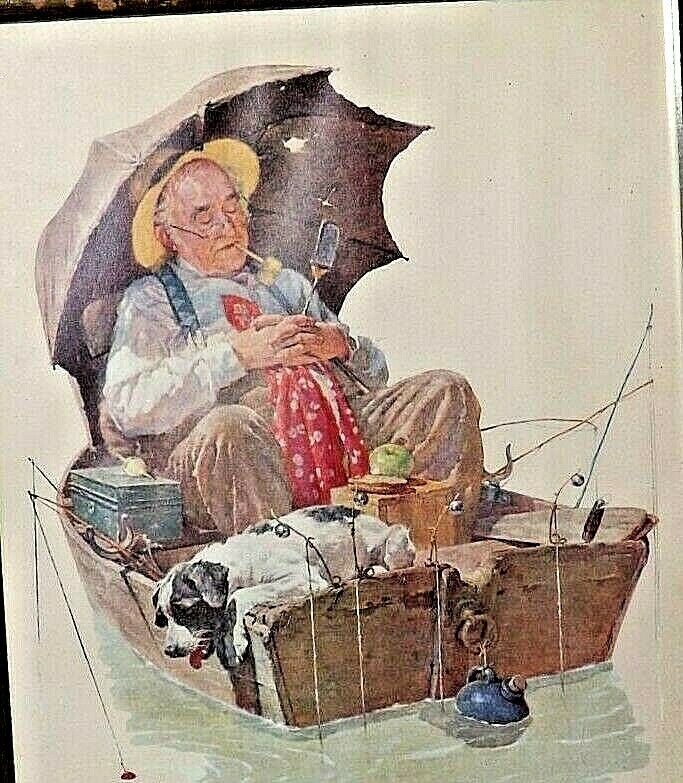 Grandpa Asleep Boat Gone Fishing by Norman Rockwell AA20-2356 – Angels  Auction